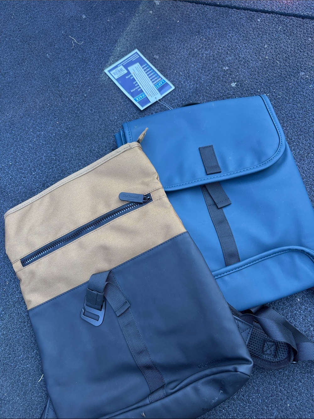 Blue and Tan Two-Tone Backpack - Casual Daily Bag